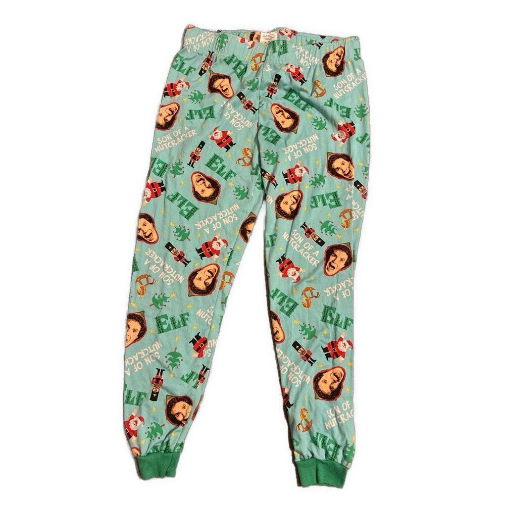 Womens elf will ferrell pajama pants Blue Green White Small